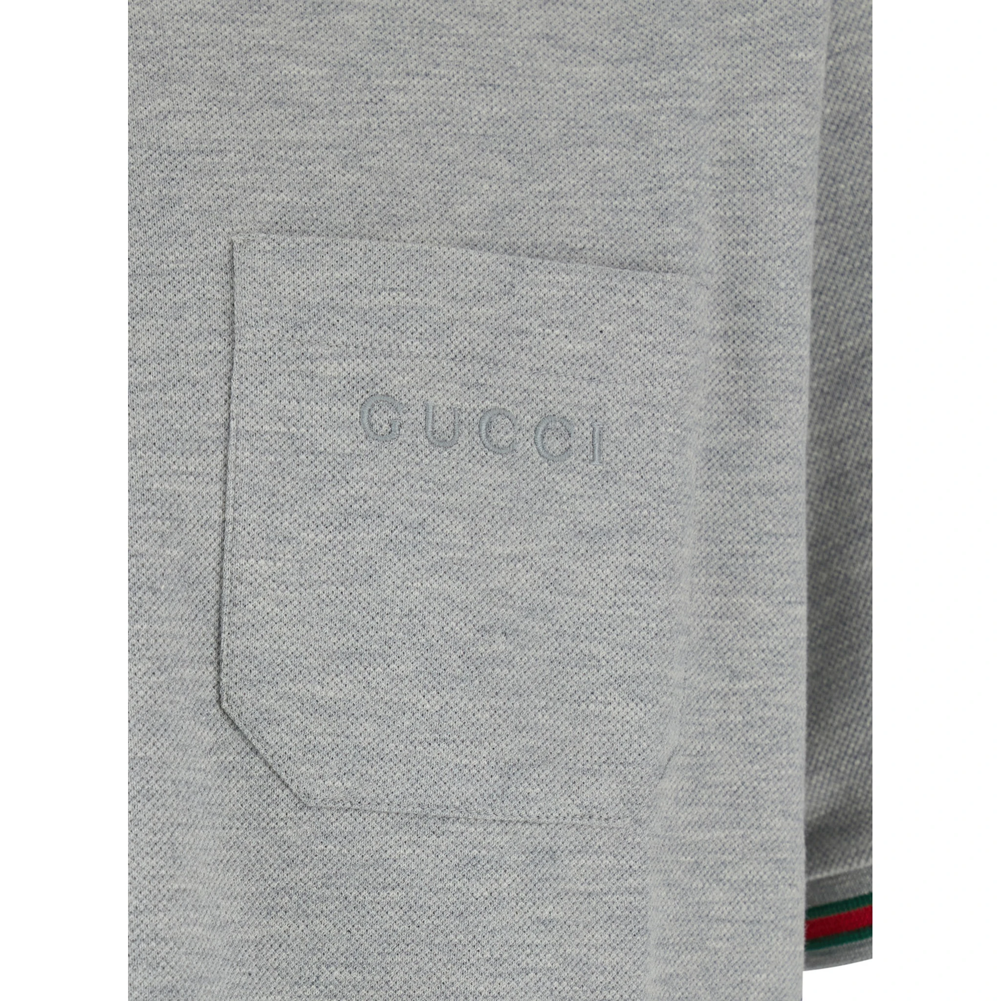 Grey Polo Shirt with Web Details and Logo Lettering on the Front in Wool Blend Man