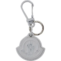 White Key-Ring with Logo in Leather Man