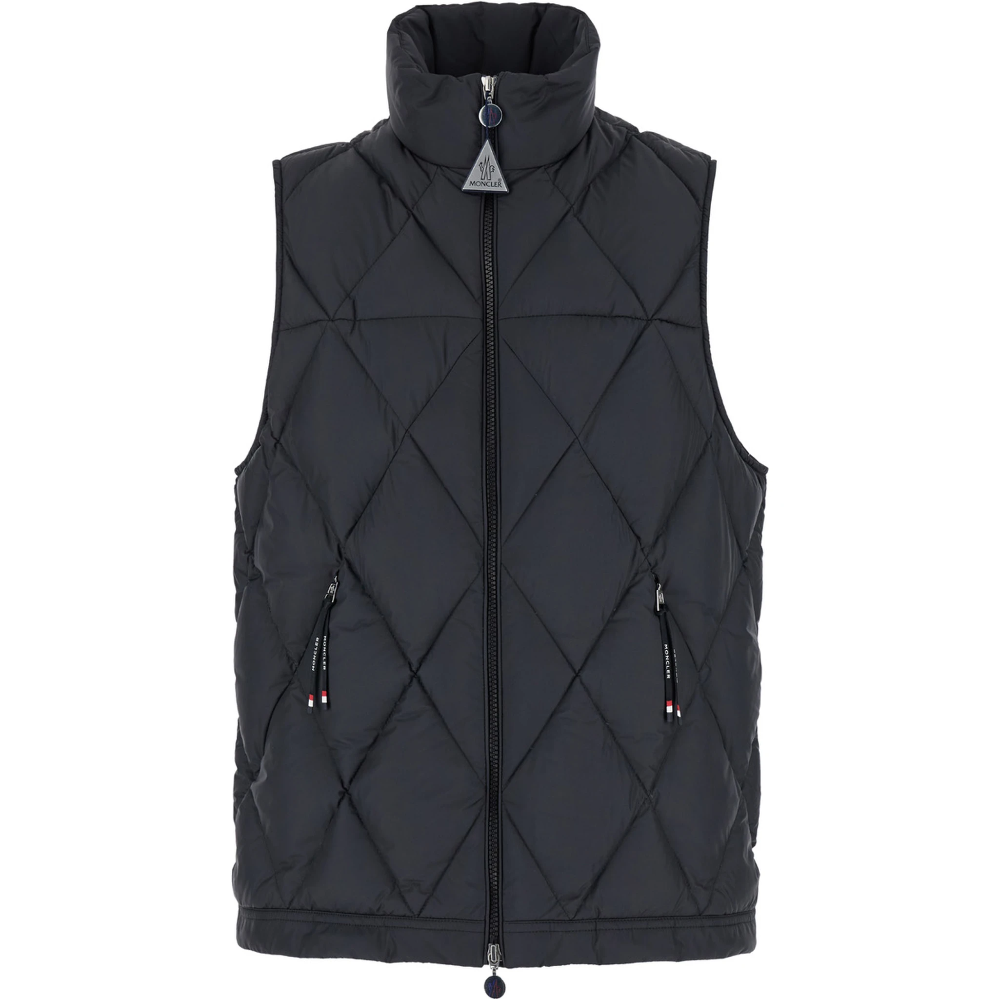 Aroula Black Sleeveless Down Jacket with Zip Closure in Fabric Man