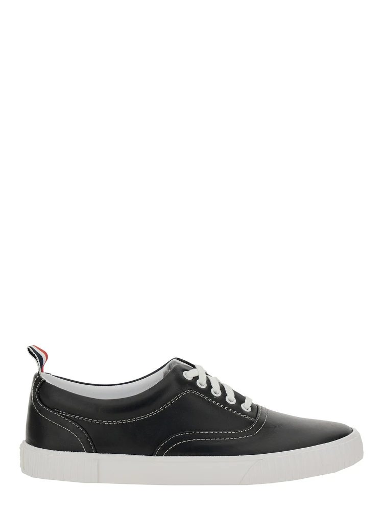 Heritage Black Sneakers with Logo Tab on Heel in Leather Man