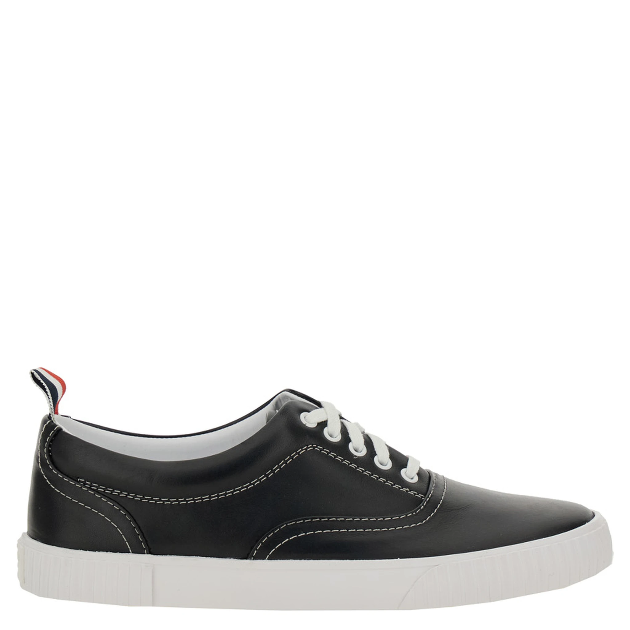 Heritage Black Sneakers with Logo Tab on Heel in Leather Man