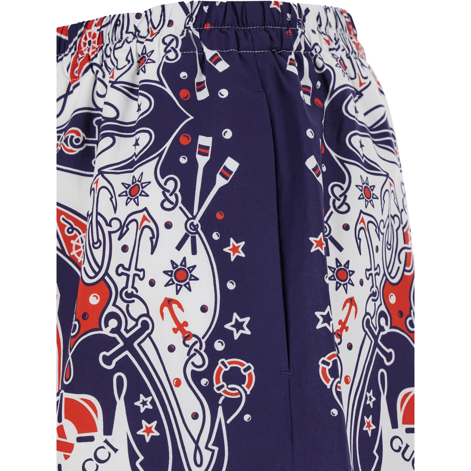 Blue Shorts with Gucci Bandana Print in Cotton Man