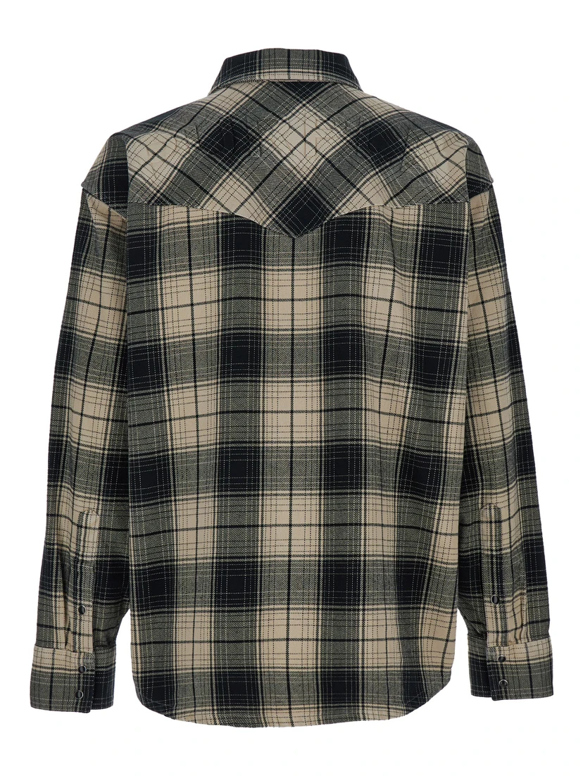 Multicolor Shirt with Check Motif and Patch Pocket in Cotton Man