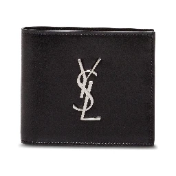 Black Leather Wallet with Logo