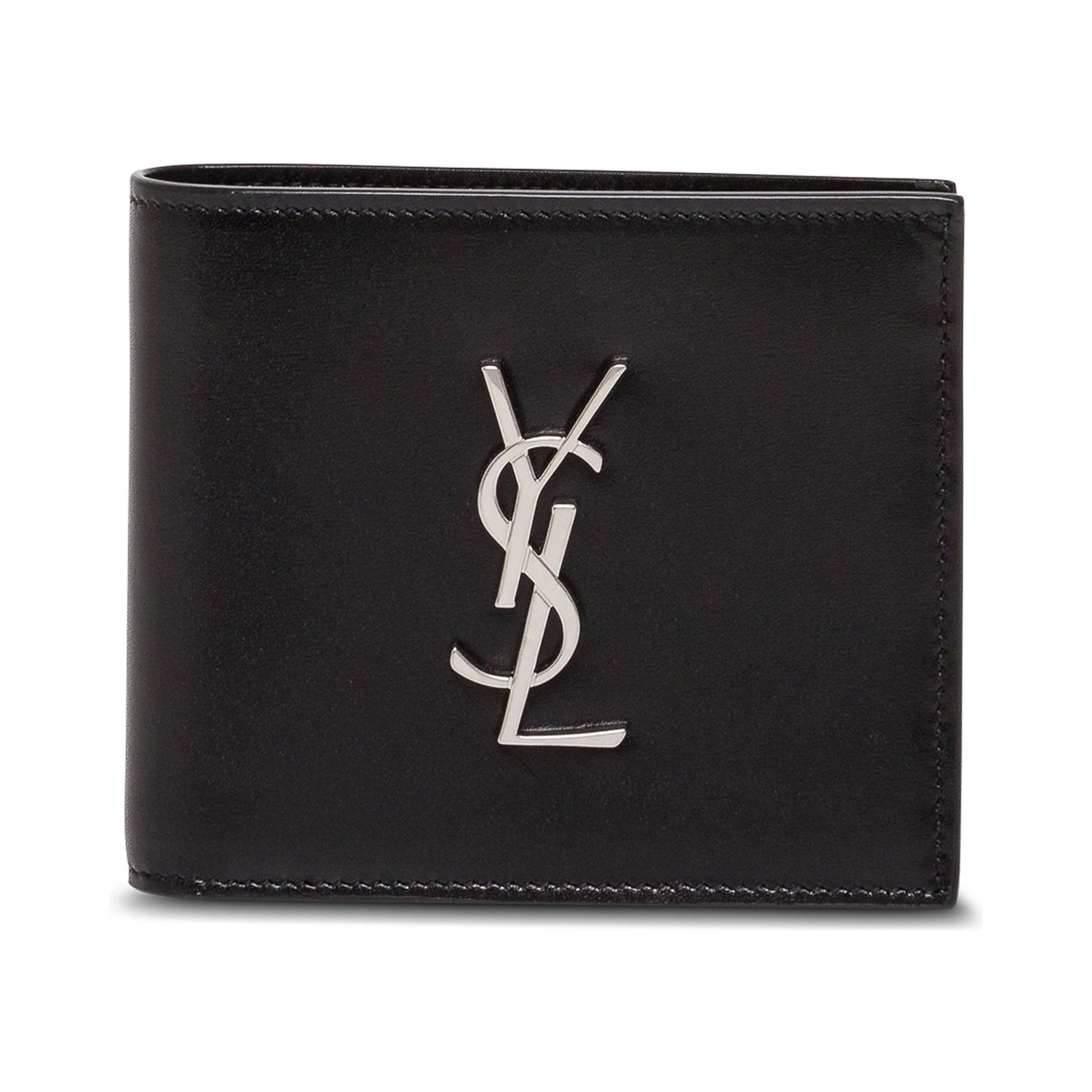 Black Leather Wallet with Logo