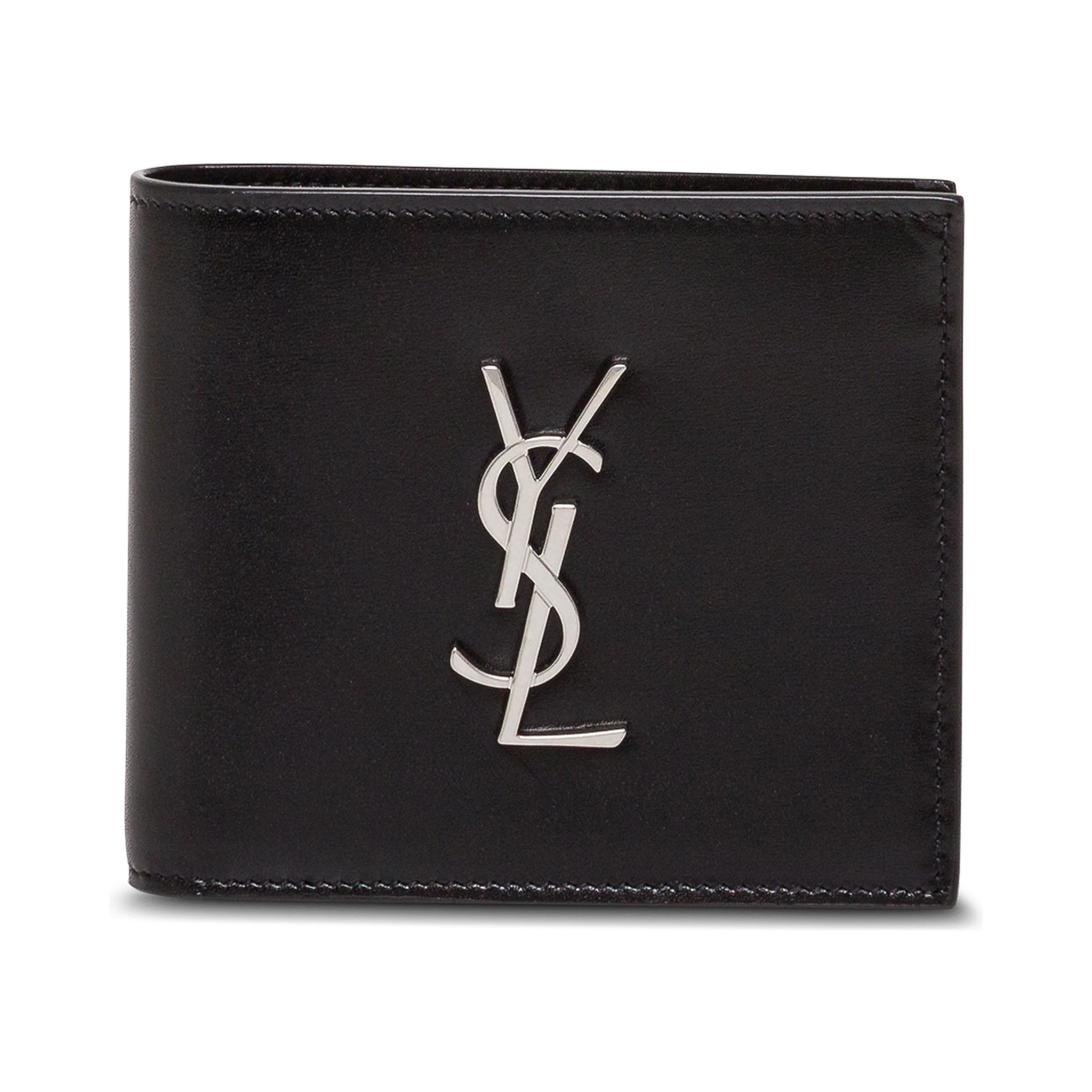 Black Leather Wallet with Logo