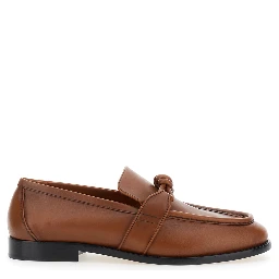 Brown Loafers with Knot Detail on the Front in Leather Man