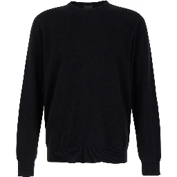 Black Crewneck Long Sleeve Sweater in Cashmere Man