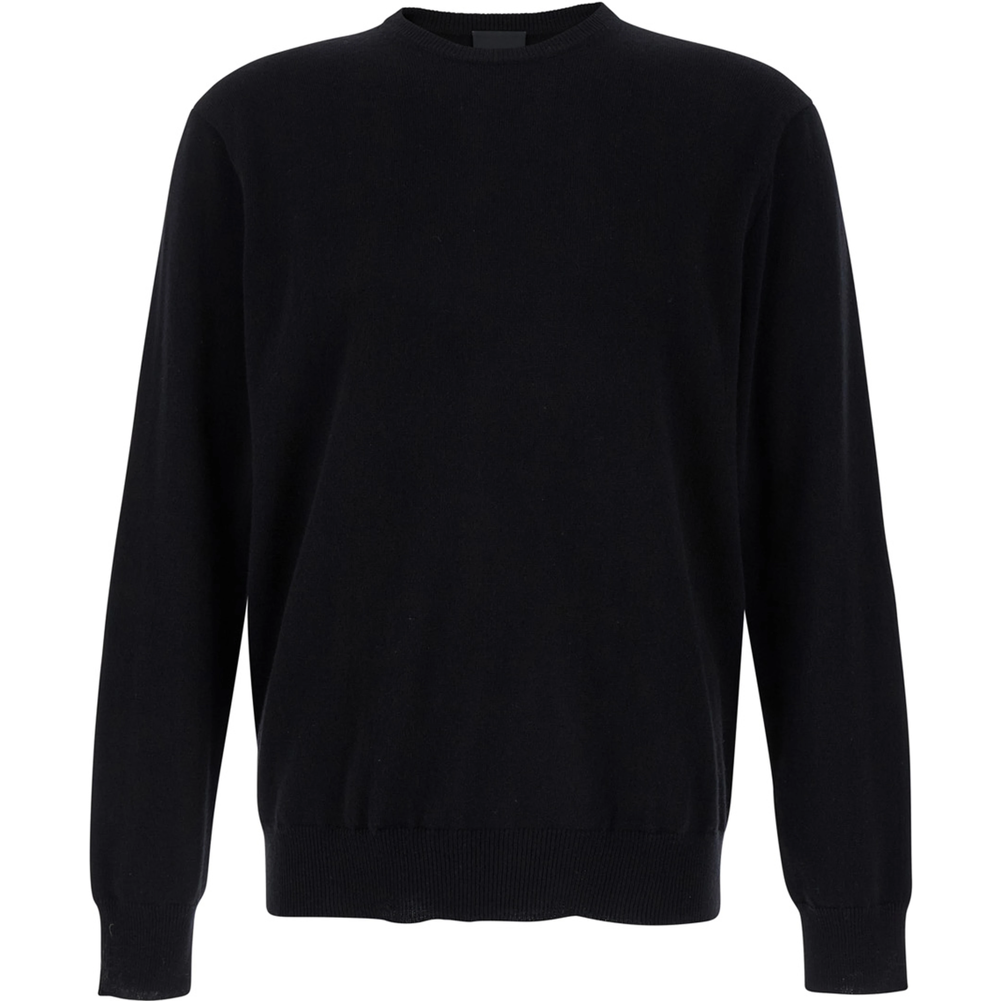 Black Crewneck Long Sleeve Sweater in Cashmere Man