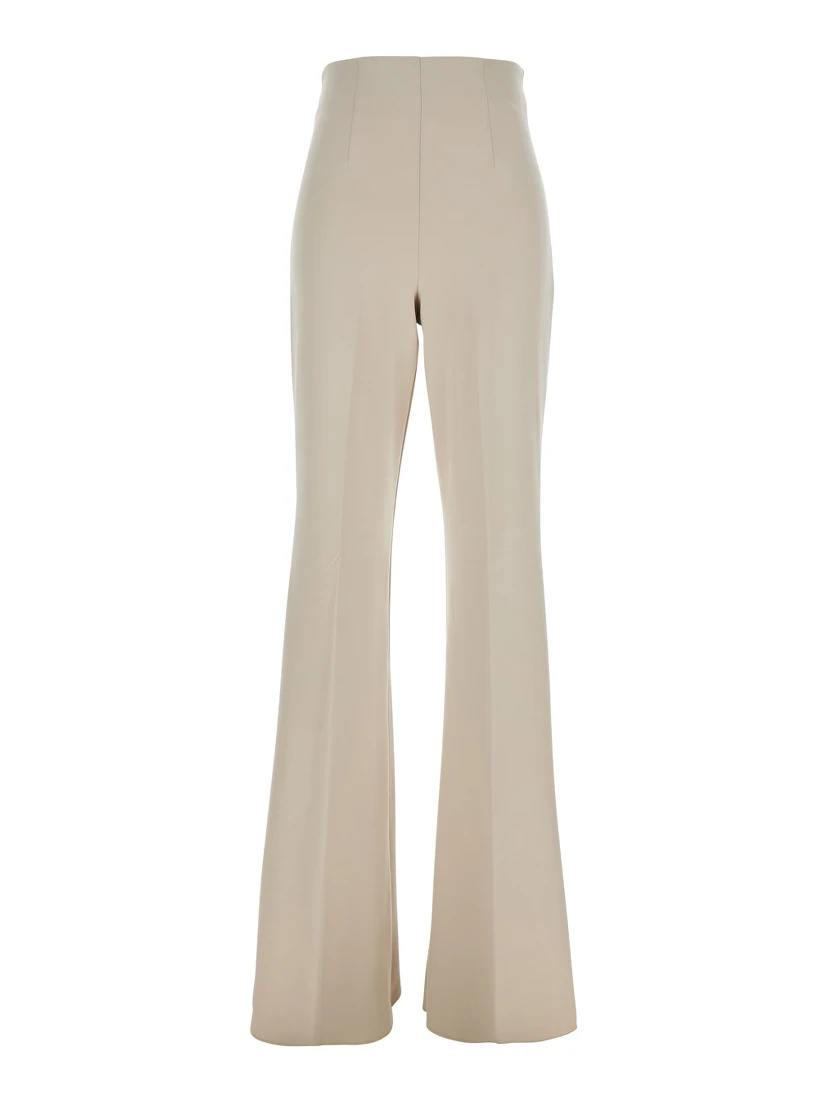 Lea Beige Flared Pants in Tech Fabric Stretch Woman