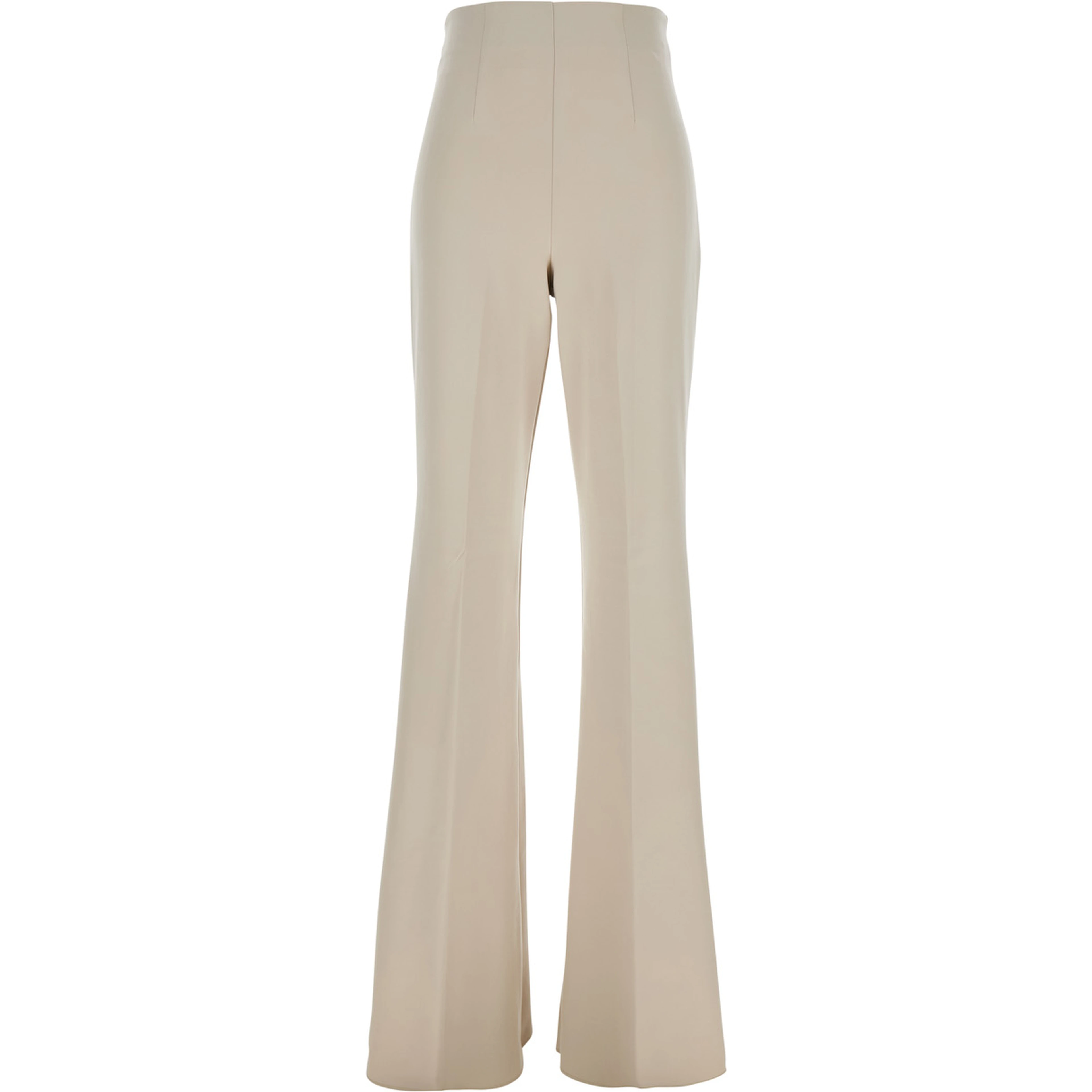 Lea Beige Flared Pants in Tech Fabric Stretch Woman
