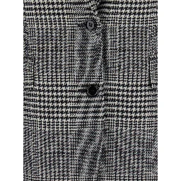 Grey Single-Breasted Jacket with Peak Revers in Wool and Cashmere Woman