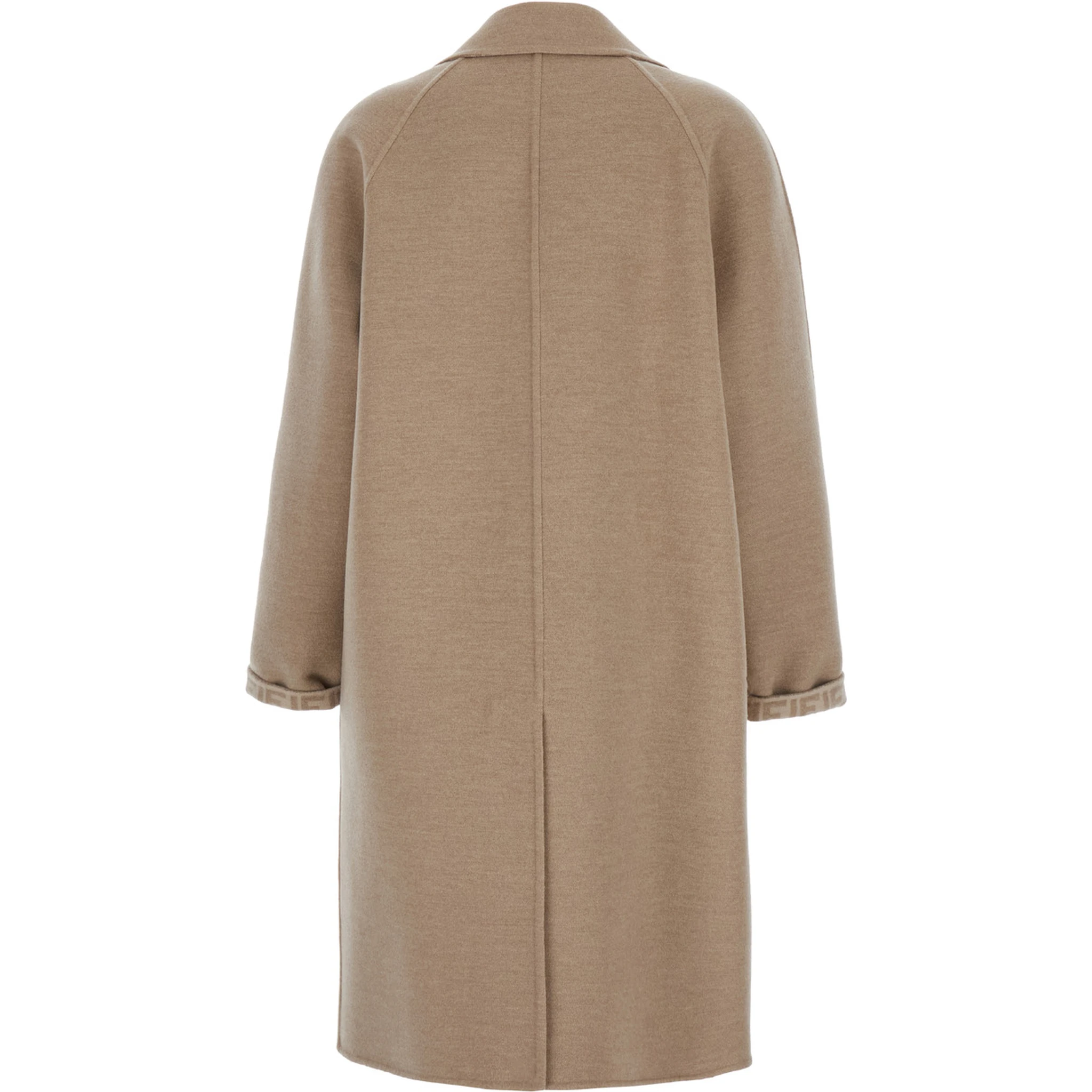 Beige Single-Breasted Reversible Coat in Wool Blend Woman