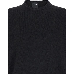 Black Crewneck Sweater in Merino Wool and Silk Blend Man