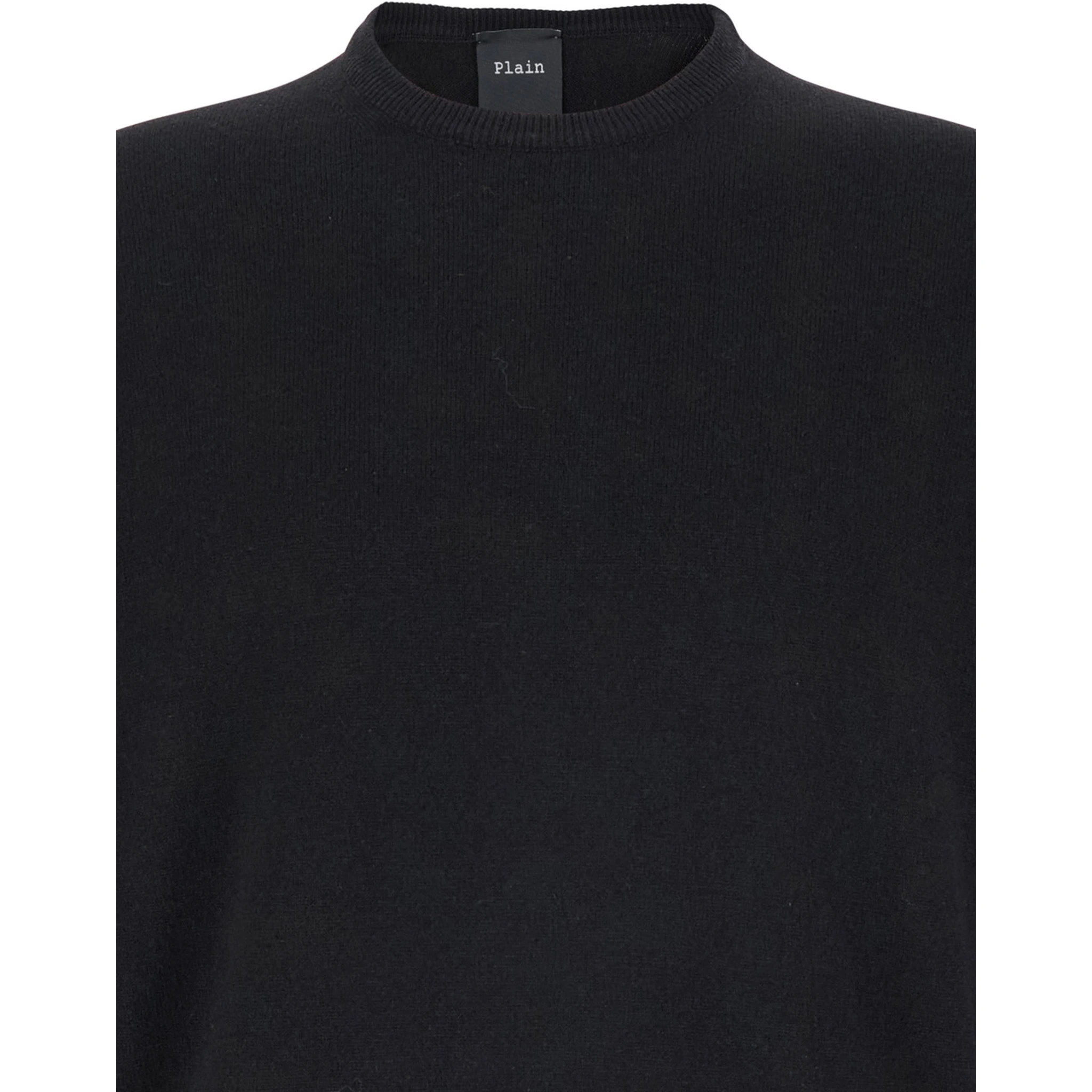 Black Crewneck Sweater in Merino Wool and Silk Blend Man