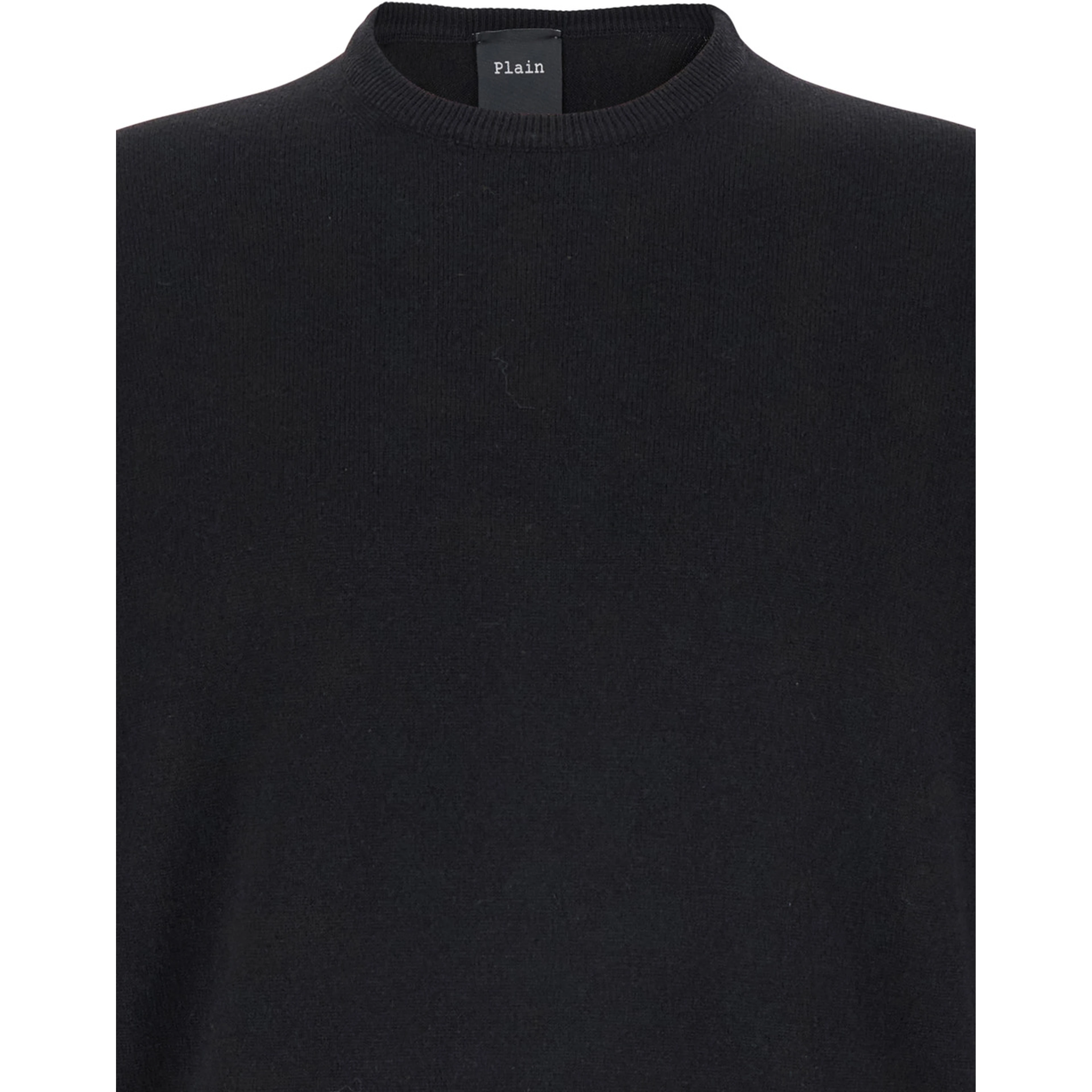 Black Crewneck Sweater in Merino Wool and Silk Blend Man