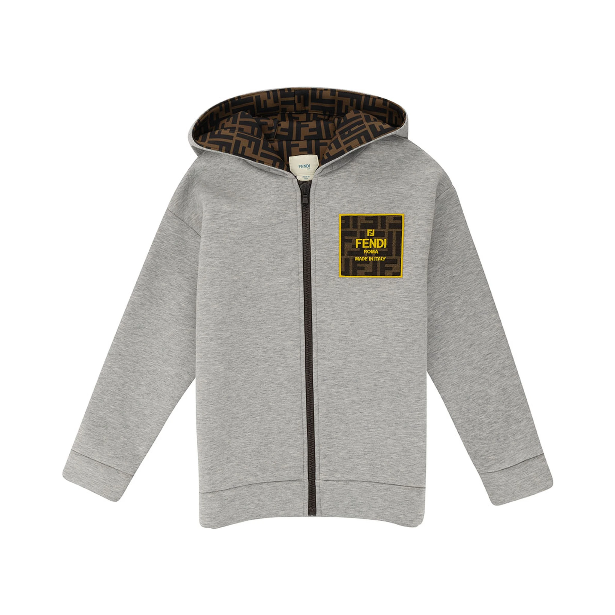 Grey Hoodie with Logo Detail in Fabric Boy