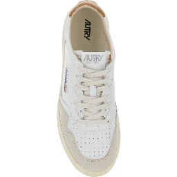 Medalist Low White Sneakers with Navy Blue Heel Tab in Leather Man