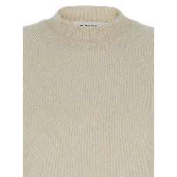 Beige Ribbed Pullover in Cashmere Woman