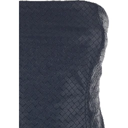 Blue Midi Bustier Dress In Braided Eco Leather Woman