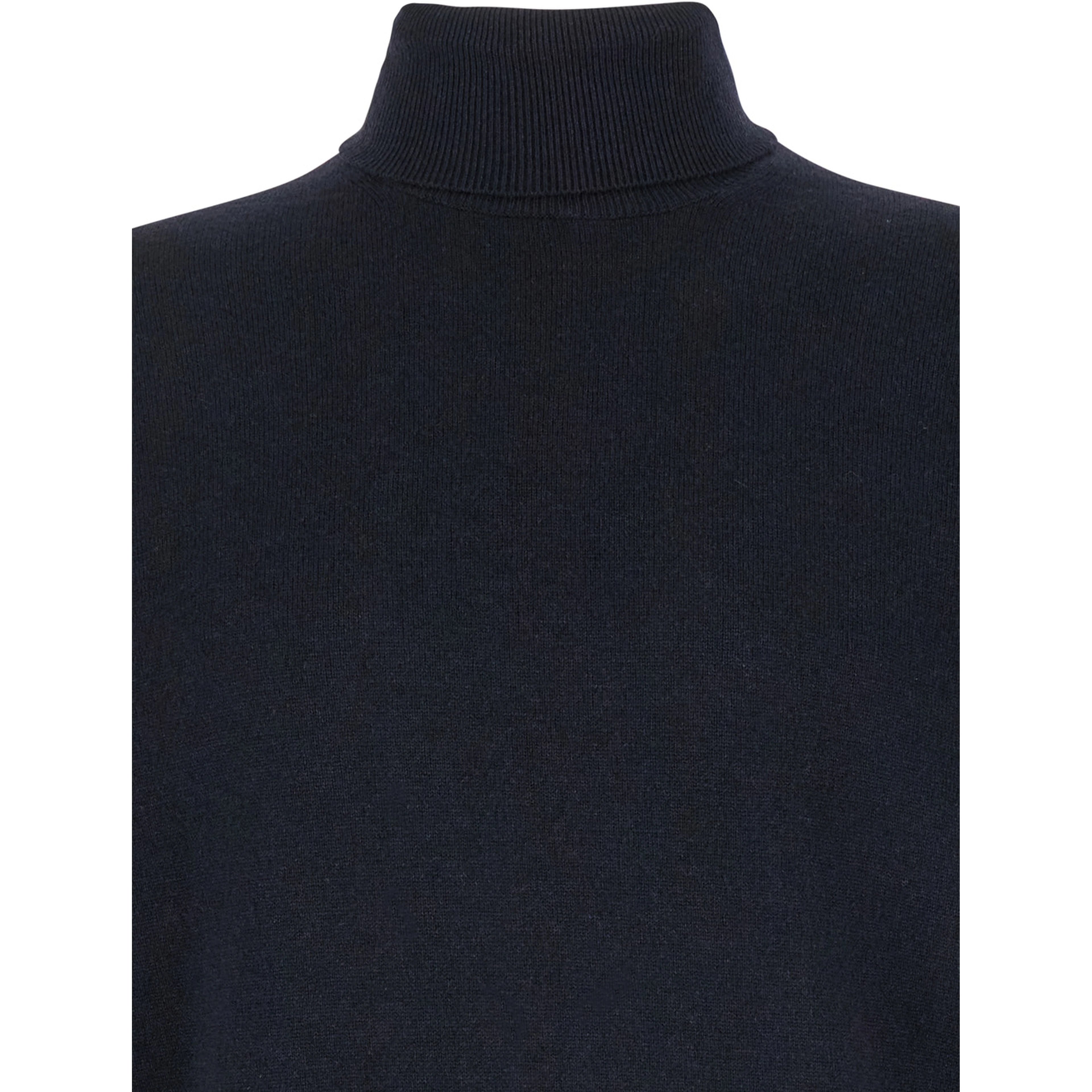 Dark Blue Turtleneck Sweater in Merino Wool and Silk Blend Man