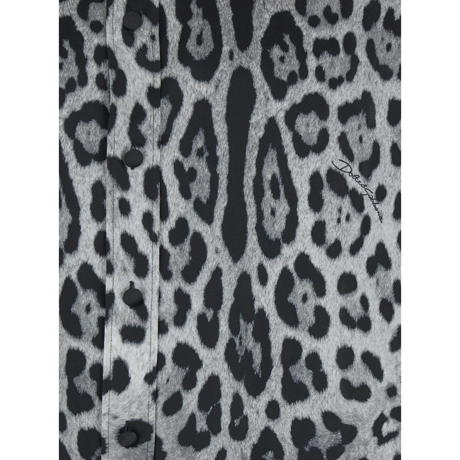 Grey Shirt with Leopard Print All-Over and Logo Lettering in Silk Man