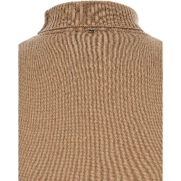 Ardenza Beige Knit Vest with High Neck in Wool Woman