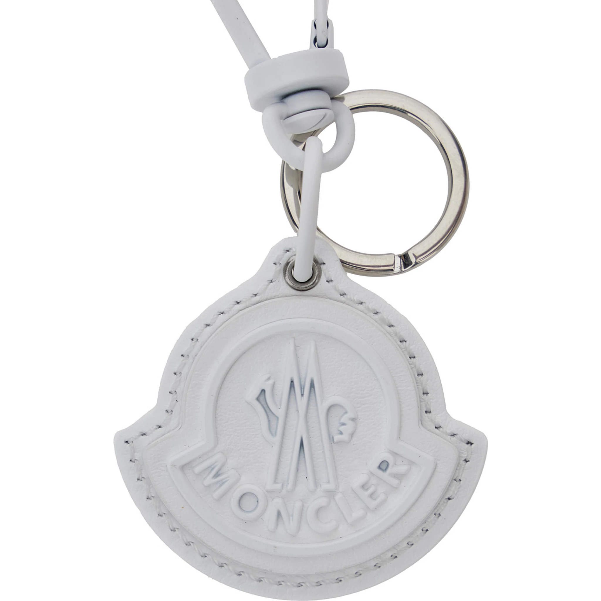 White Key-Ring with Logo in Leather Man