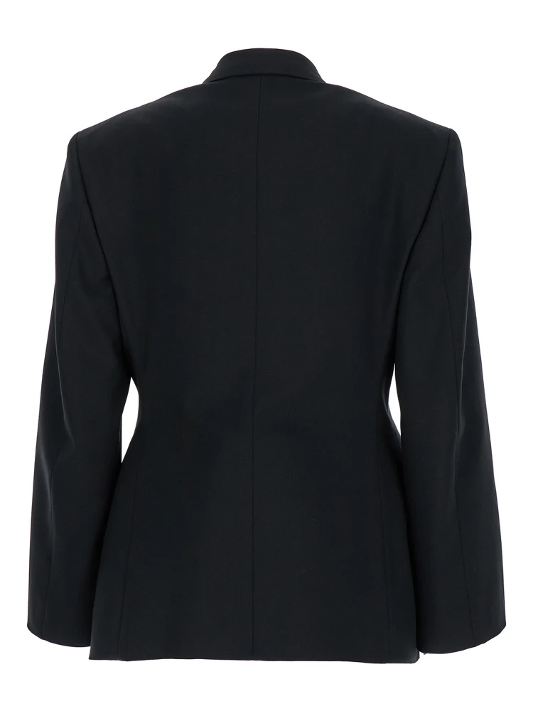 Hourglass Black Single-Breasted Jacket with Notched Revers in Wool Woman alternative