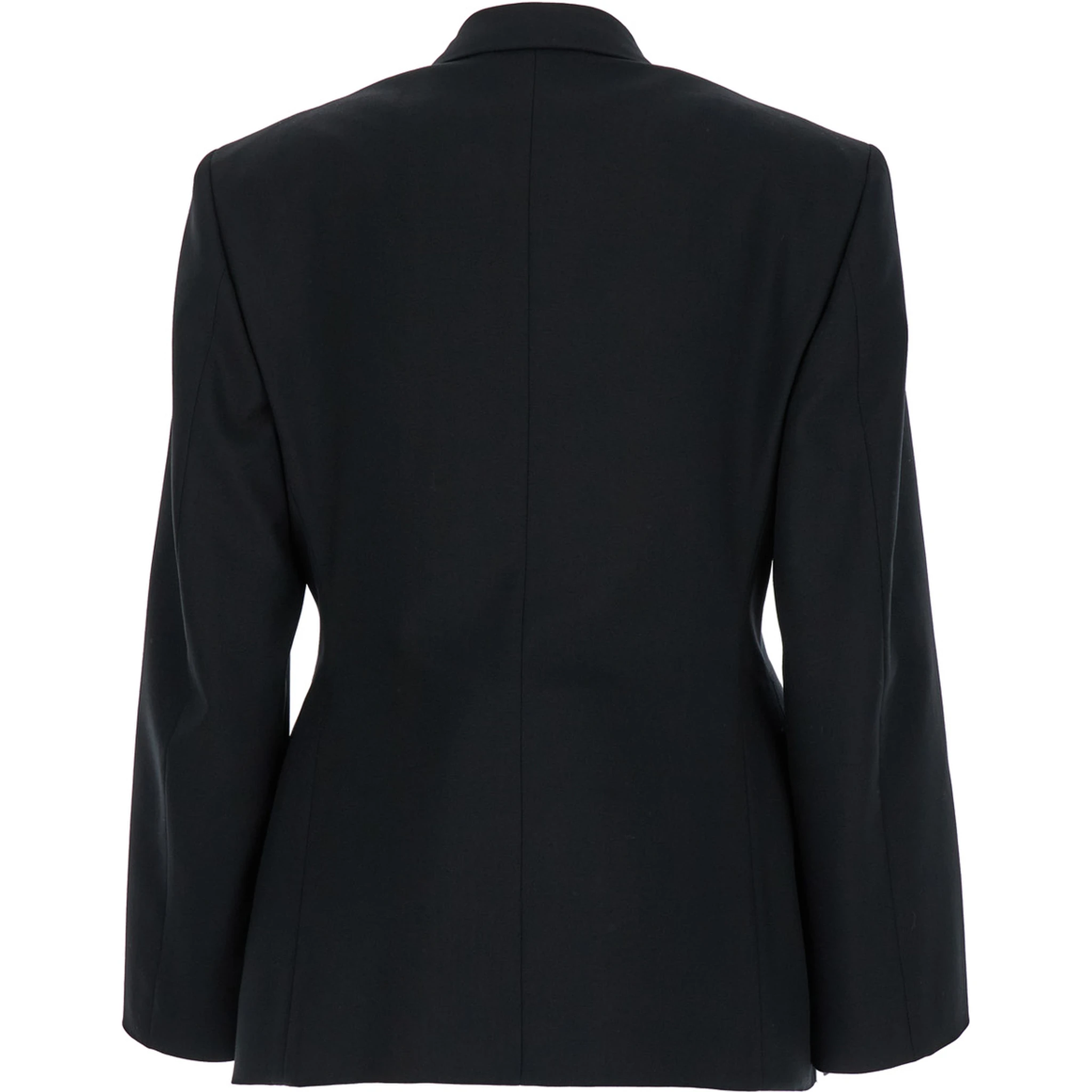 Hourglass Black Single-Breasted Jacket with Notched Revers in Wool Woman