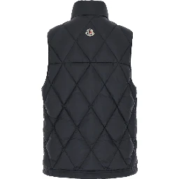 Aroula Black Sleeveless Down Jacket with Zip Closure in Fabric Man