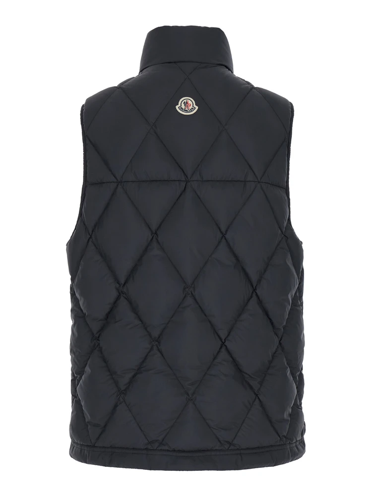 Aroula Black Sleeveless Down Jacket with Zip Closure in Fabric Man alternative