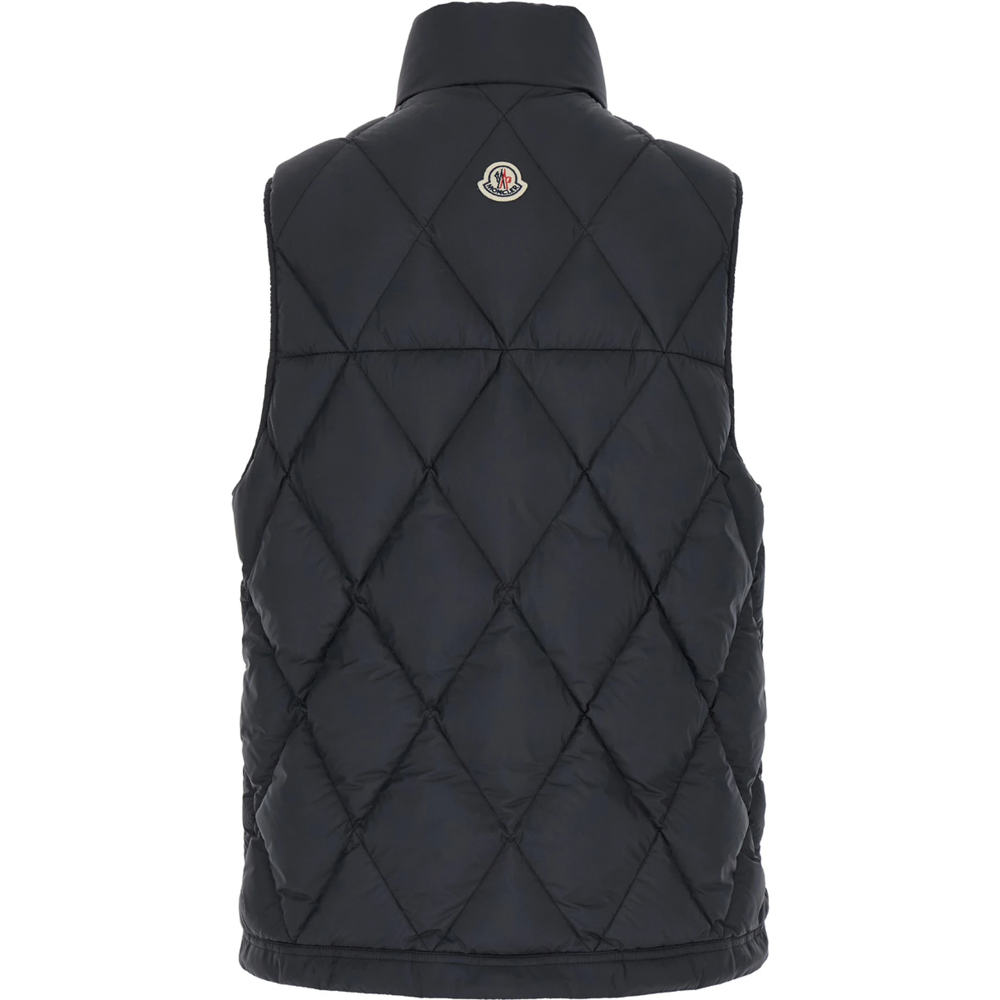 Aroula Black Sleeveless Down Jacket with Zip Closure in Fabric Man