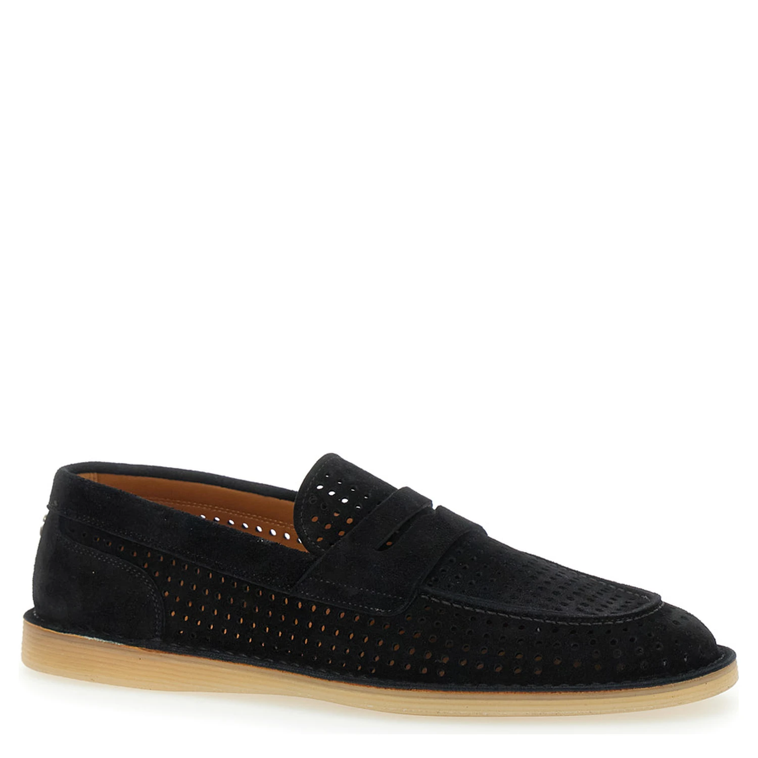Florio Black Loafers with Logo Detail on the Rear and Penny Slot in Suede Woman