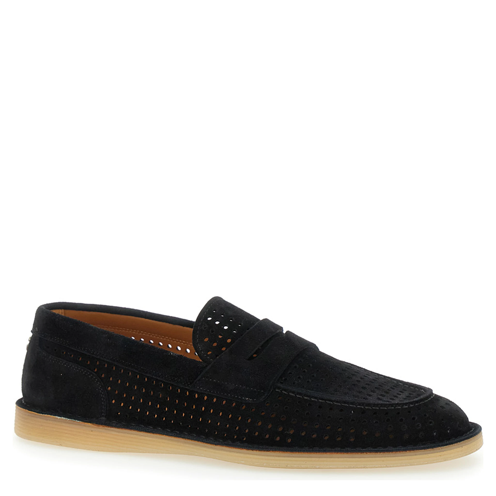 Florio Black Loafers with Logo Detail on the Rear and Penny Slot in Suede Woman