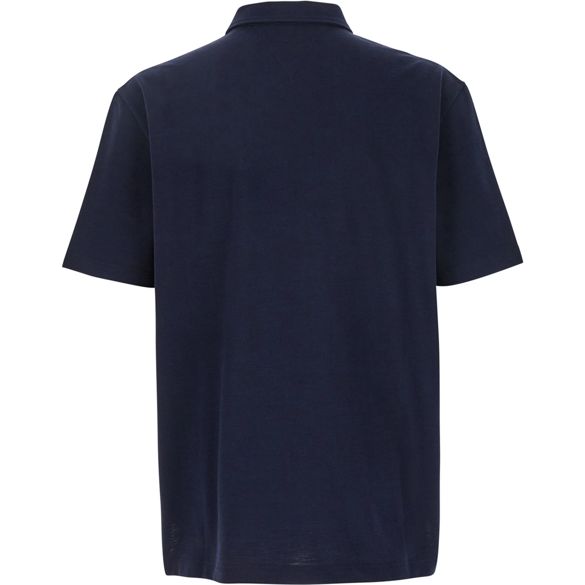 Blue Polo with Classic Collar and Embroidered Logo on the Front in Tone on Tone Cotton Man