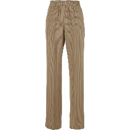 بنطال بريتاني بيج مزين بشعار مميز في الخلف ونقشة مخططة بالكامل، مصنوع من مزيج الفسكوز للنساء