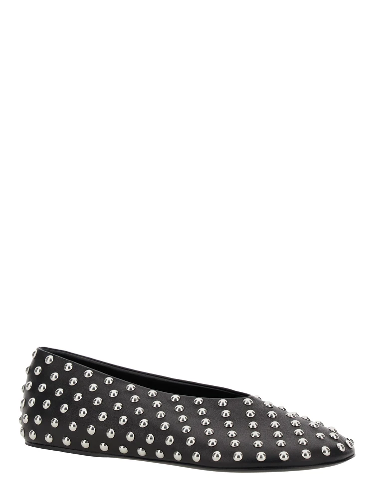 Black Ballet Flats with All-Over Stud in Leather Woman alternative