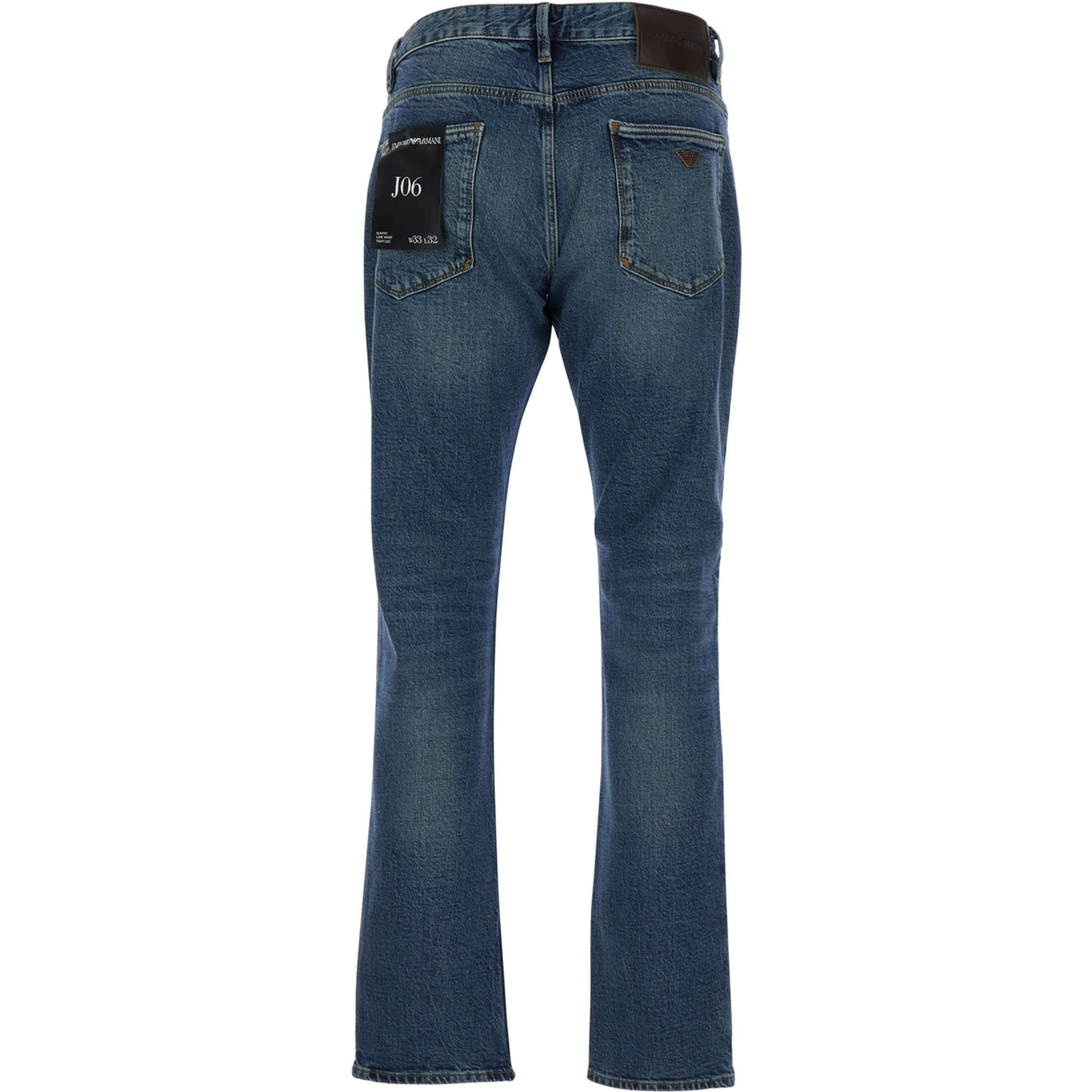 Blue Jeans with Belt Loops and Logo Patch on the Rear in Denim Man