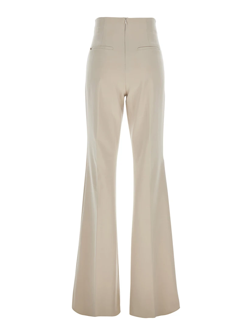 Lea Beige Flared Pants in Tech Fabric Stretch Woman