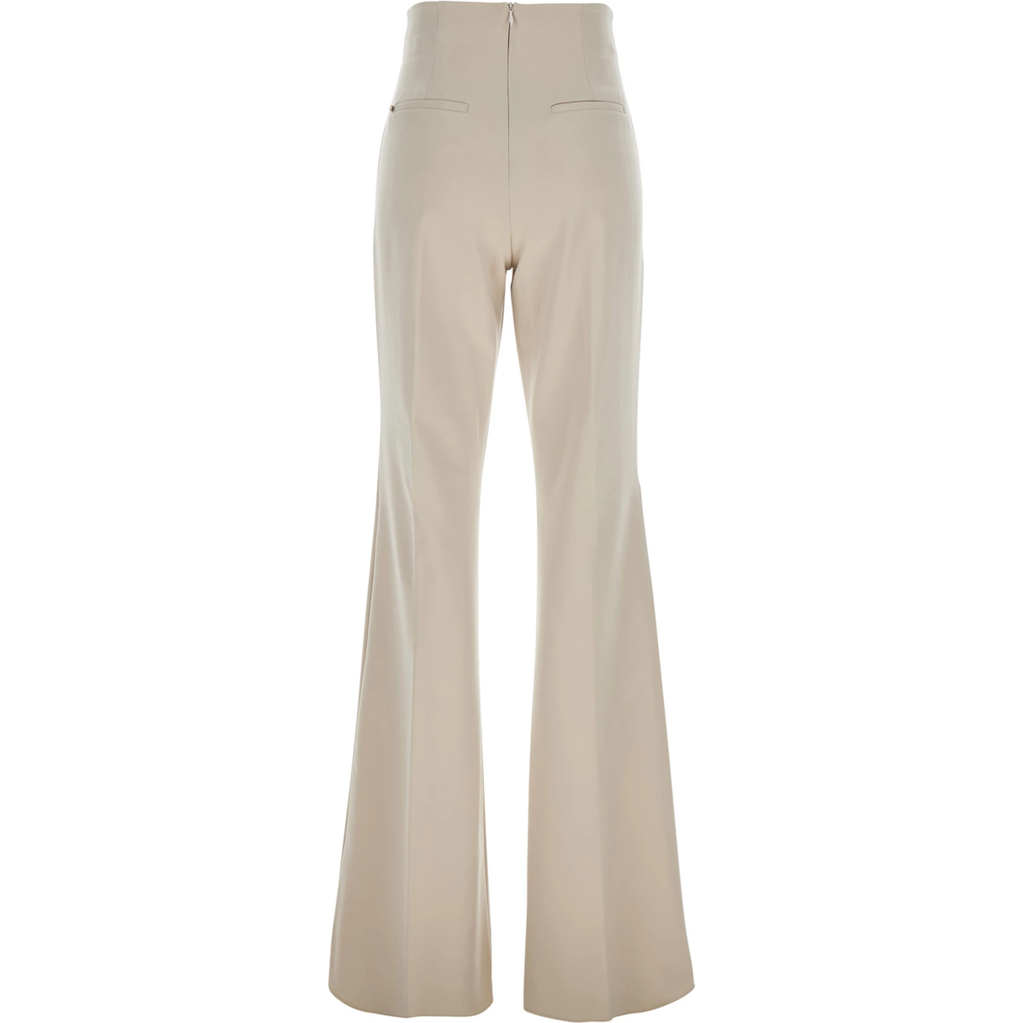Lea Beige Flared Pants in Tech Fabric Stretch Woman