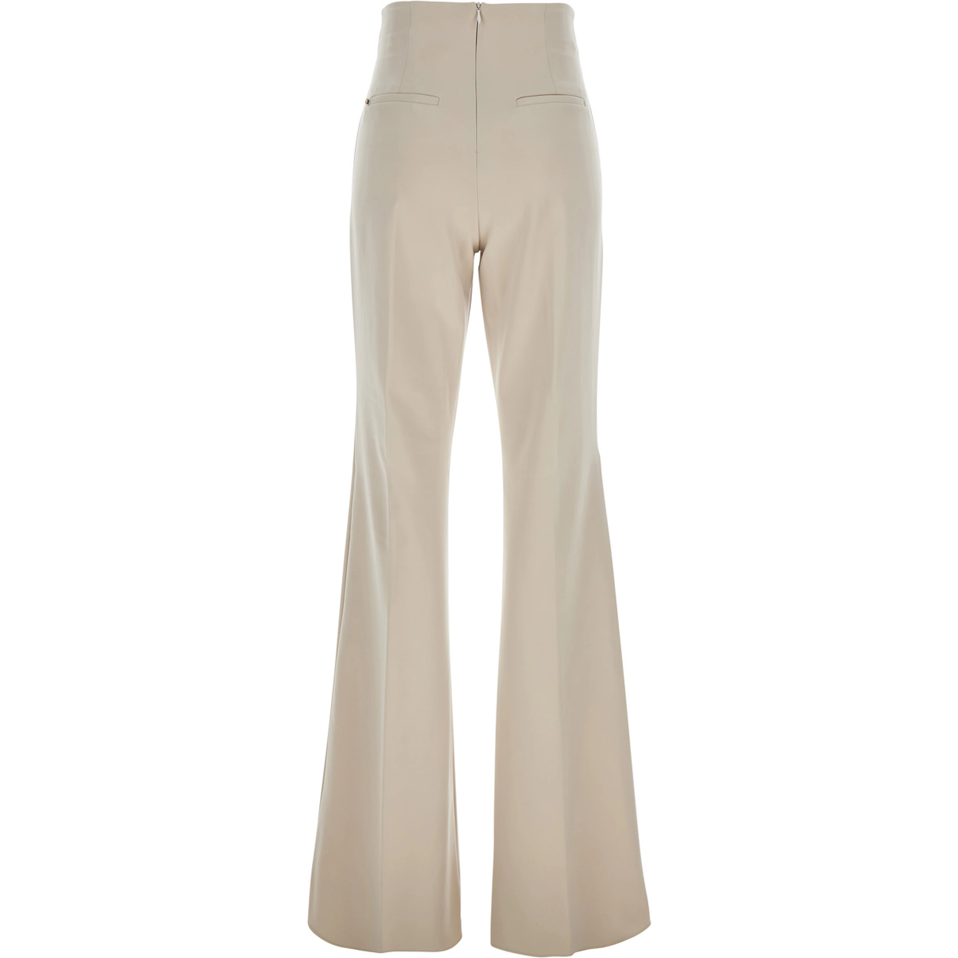 Lea Beige Flared Pants in Tech Fabric Stretch Woman