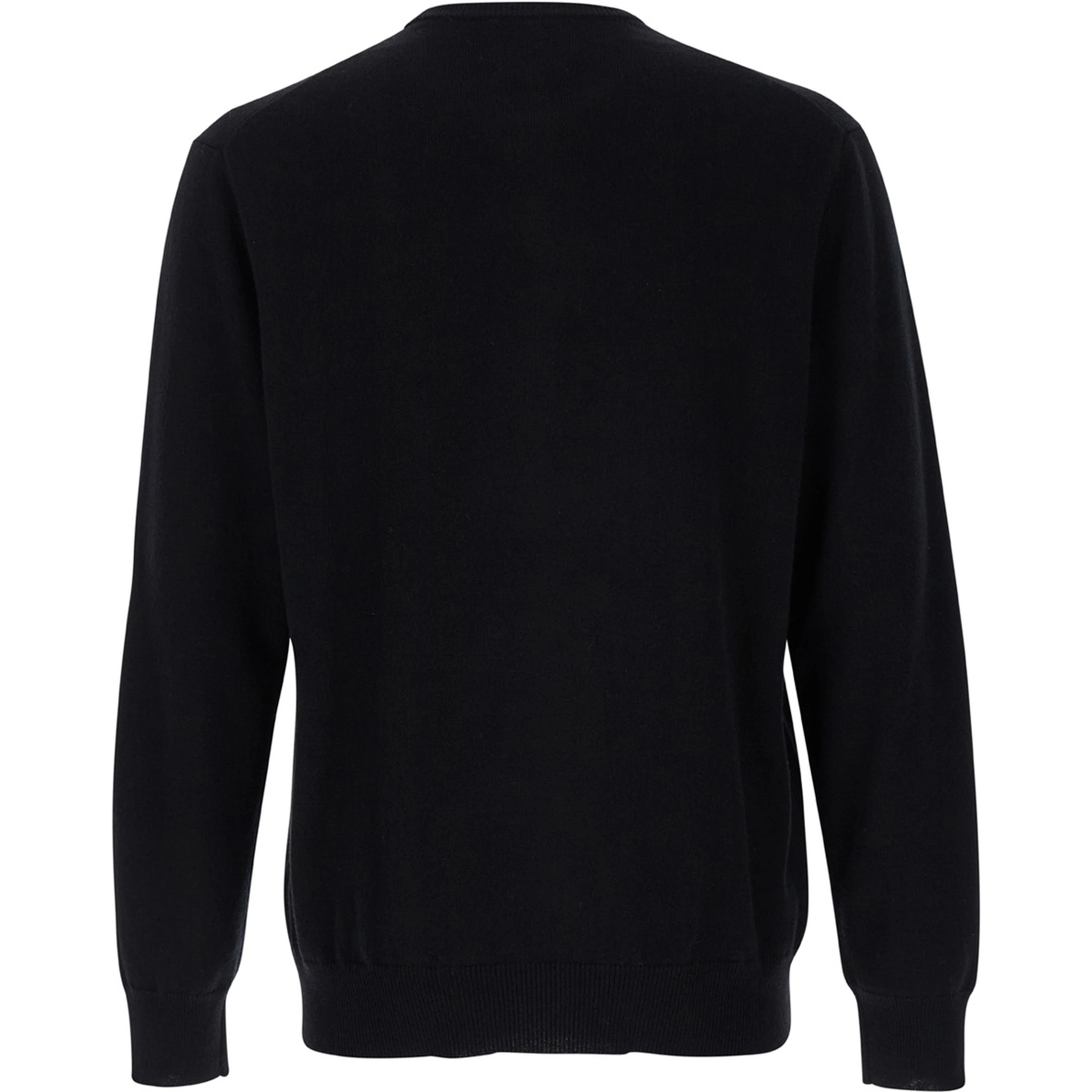 Black Crewneck Long Sleeve Sweater in Cashmere Man