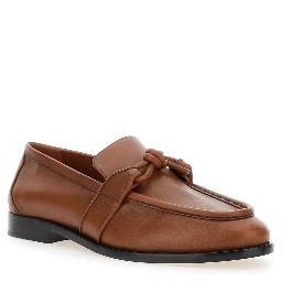 Brown Loafers with Knot Detail on the Front in Leather Man