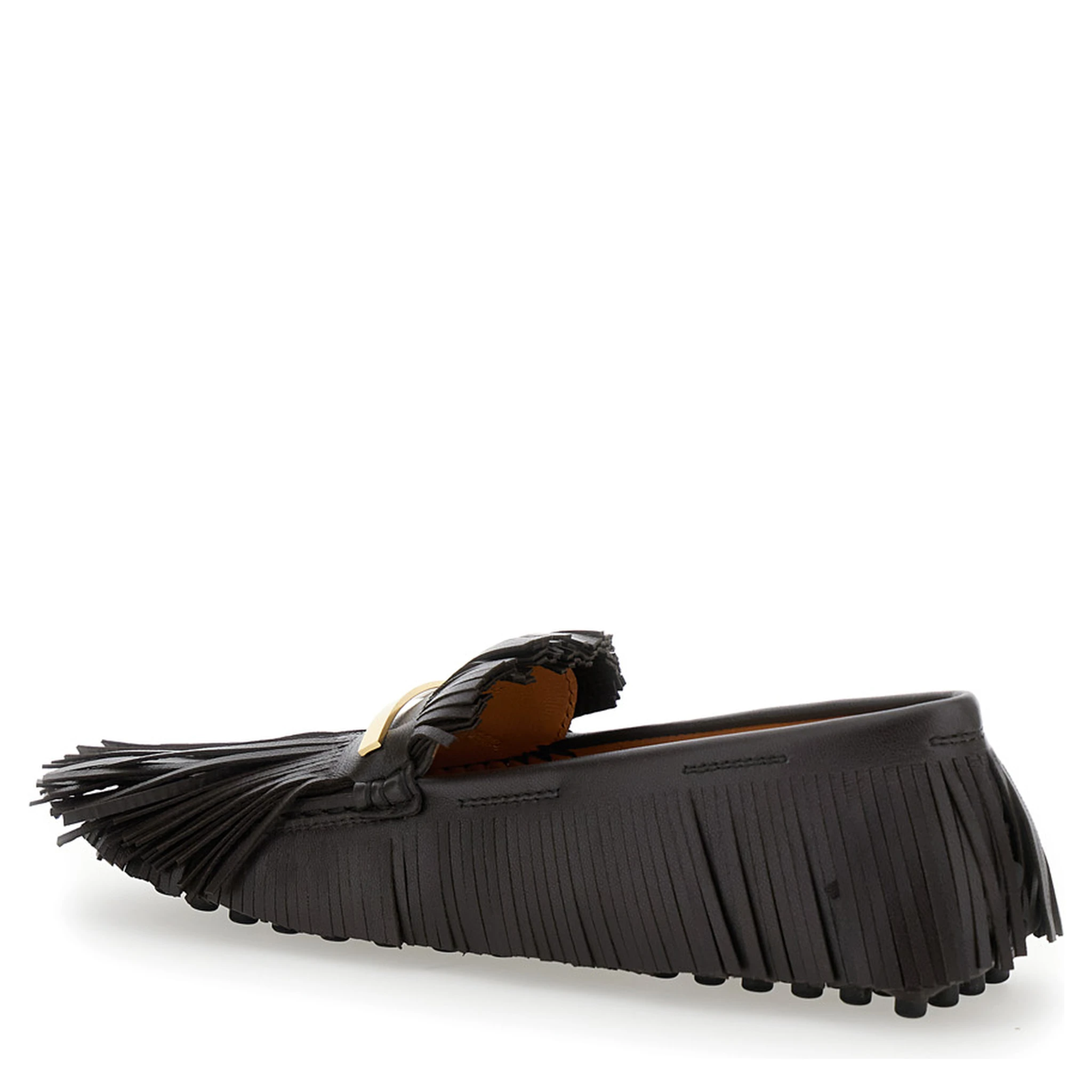 Yorky Brown Loafers with Fringes in Leather Woman