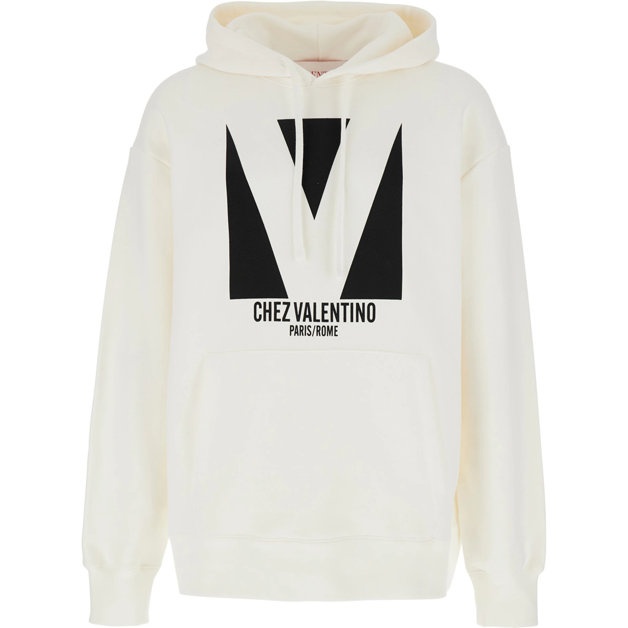 Chez White Hoodie with Drawstring Hood and Maxi Logo Print on the Front in Cotton Man