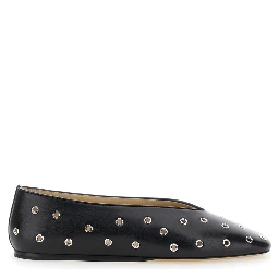 Regency Black Ballerinas with Eyelets in Leather Woman