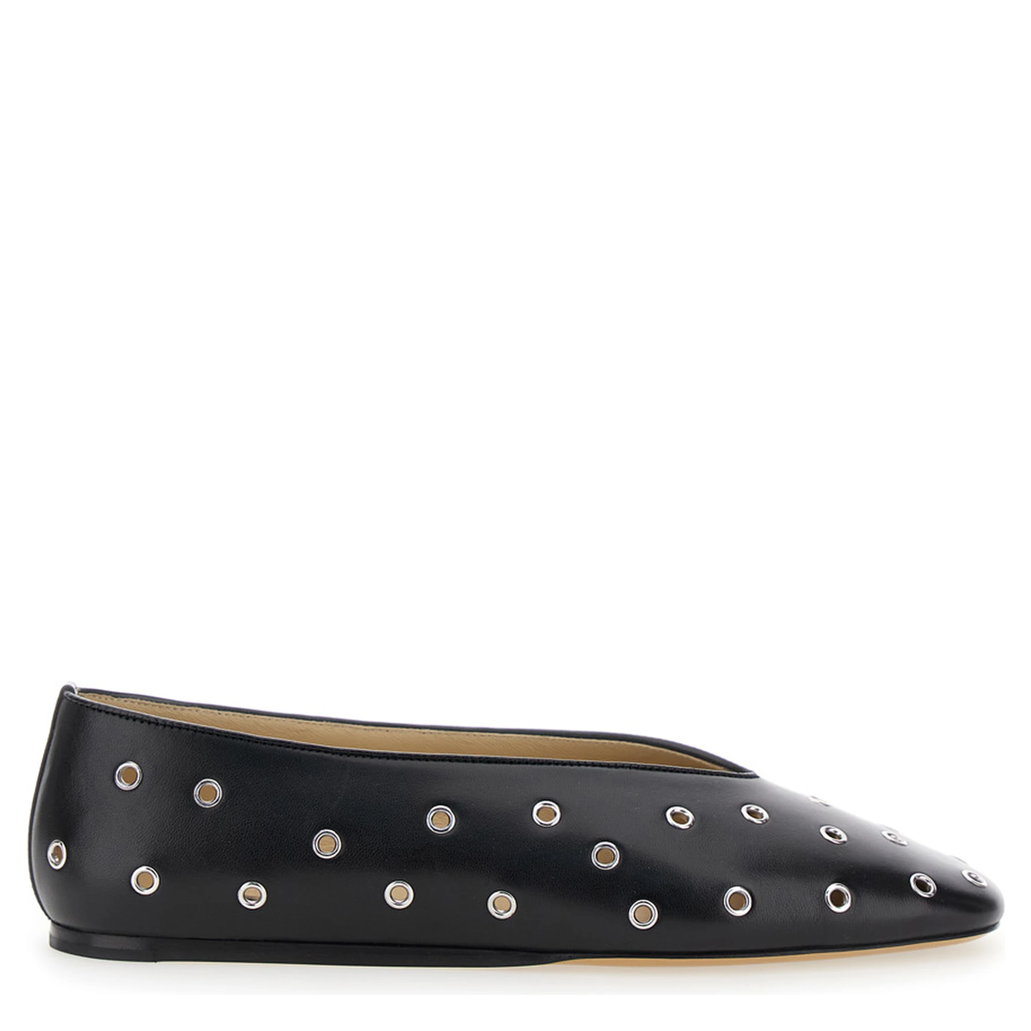 Regency Black Ballerinas with Eyelets in Leather Woman