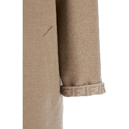 Beige Single-Breasted Reversible Coat in Wool Blend Woman