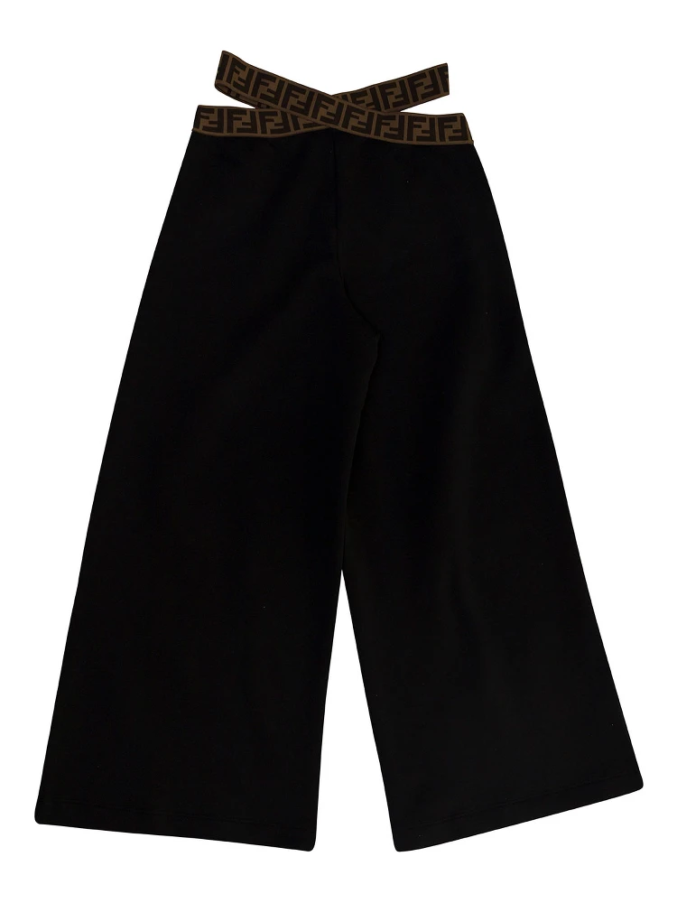 Black Pants with FF Motif and Cut-Out in Cotton Girl alternative